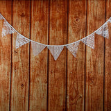White Floral Lace Pennant Banner, Fabric Triangle Lace Bunting Flag Garland - 10.8 Feet