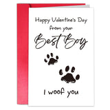 Funny Valentines Card For Husband Wife, Best Boy Best Girl Card From Pet, Paw Card For Dog Dad Dog Mum, “I Woof You”