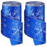 Christmas Snowflake Wired Ribbon, 2.5 Inches X 12 Yards 2 Rolls Satin