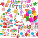 215PCS Paint Party Decorations – Art Theme Plates, Napkins, Balloons, Tableware & Decor Set