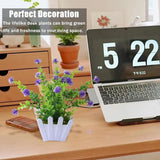 Artificial Faux Plants Flowers,Mini Plastic Potted Fake Flowers Plants,Fence Pot For Outside Home Planter Porch Patio Yard Office Desk Decor