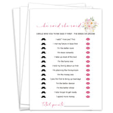 He Said She Said Bridal Shower Games, Tea Party Bridal Shower Games Cards 30 Guests, Pink Floral Wedding Engagement Bachelorette Party Activity & Game Reception Supplies-B06