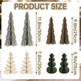 8PCS Paper Christmas Tree, Neutral Christmas Honeycomb Centerpieces, 3D Minimalist Paper Trees Table Decorations for Home Xmas Holiday Party Decor(Gray, Brown, White, Green)