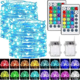 2-Pack 19.68Ft 60Led Rgb Fairy Lights With Remote & Timer - Silver Wire String Lights, Super Bright Waterproof For Chris