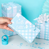 Reversible Wrapping Paper Roll - Mini Roll - Baby Boy Blue Pattern Great For Baby Shower, Birthday, Party - 17.5 Inches X 32.8 Feet