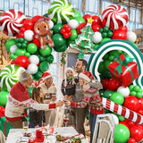 Christmas Balloon Arch Kit 106PCS Red Green White Latex Balloons Garland with Gift Box Candy Cane Merry Christmas Tree Gingerbread Foil Balloons for Xmas Holiday New Year Party Decortaions Supplies