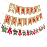 Happy Holidays Banner Kit, 2 Pieces Christmas Tree Bunting Garland, Xmas Holiday Welcome New Year Party Supplies Decorations For Home Office