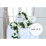 Lannu 2 Pack Artificial Rose Vine Flowers Fake Garland Ivy Flowers Silk Hanging Garland Plants For Home Wedding Party Decorations, (Cream)