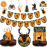 16 Pcs Hunting Birthday Party Decorations Camo Deer Hunting Birthday Decorations Include Banner Deer Table Centerpiece Honeycomb For Party Supplies