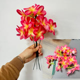 10 Bunch Pink Artificial Flowers Fake Plumeria Flower With Stems,12Inch Real Touch Lifelike Frangipani Flower Bouquets For Wedding Engagement Party Cake Topper Spring Flowers Beach Decor