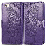 Wallet Case For Iphone Se 2020/Se 2022/Iphone 8/Iphone 7,Women Butterfly Embossed Pu Leather Stand Card Slots Wrist Strap Flip Folio Cover For Iphone 6/6S/7/8/Se 2Nd/Se 3Rd Gen (Purple)