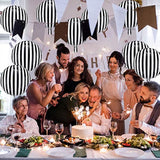 12 Pieces 18 Inch Black And White Striped Balloons Decoration Foil Aluminum Helium Balloons For Birthday Party, Baby Shower, Halloween, Ceremonies, Holiday Parties Decoration