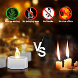 Led Tea Lights - 12 Pack Flameless Battery Operated Candles, 200+ Hours Flickering Warm White, Realistic Fake Tealights For Weddings, Home Decor, Parties, And Sweetest Day