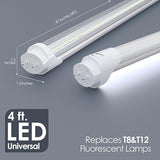 25 Pack 4FT T8 LED Tube Lights 22W 3000LM 6000K 6500K Ballast Bypass Double Ended Clear Lens