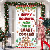 Christmas Classroom Door Cover Decoration Winter Christmas Gingerbread Door Banner Xmas Gingerbread House Hanging Porch Backdrop For Winter Holiday School Indoor Outdoor Wall Party Decor