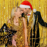 3 Pack Gold Foil Backdrop Streamers Party Decorations Photo Booth Props