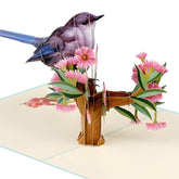 3D Bird Pop-Up Card – Blue Wren On Eucalyptus Blossoms, Nature-Inspired Greeting For Spring, Thinking Of You, Get Well, Or Any Occasion – 6" X 8" With Notecard & Envelope