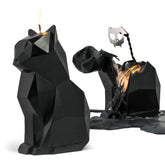 Kisa Cat Candle With Skeleton Inside, Black, 20 To 25 Hour Burn, 6.7 X 2.9 X 4.5 In Sculptural Geometric Kitty And Creepy Cute Décor, Unique Melting Christmas Gift For Cat Lovers