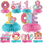 10pcs Donut-Themed 1st Birthday Honeycomb Centerpieces for Baby Boy/Girl Party