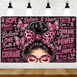 Breast Cancer Awareness Backdrop Banner, Pink Ribbon Faith Hope Love Butterfly Design, Awareness Month Party Decorations for Charity Event Photo Background Home Office, 70.9 x 43.3 Inch