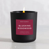 Blushing Rosewood Matte Black Glass Tumbler Candle | Aromatherapy Long Lasting Luxury Home Fragrance Gifts Notes Of Amber, Cedarwood, Oud, Rose, & Red Peony 50 Hr Burn Time 3.7" H (Boxed)