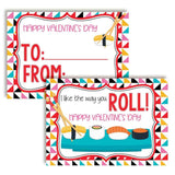 I Like The Way You Roll Cute Sushi Themed Valentine'S Day Cards For Kids To Give To Friends & Classmates, Thirty (30) 3.5" X 5" Fill In Cards (Without Envelopes) By Amandacreation