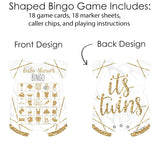 Big Dot of Happiness It’s Twins - Picture Bingo Cards and Markers - Gold Twins Baby Shower Shaped Bingo Game - Set of 18
