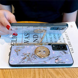 Topwin Galaxy A13 5G Kickstand Case, Cute Marble Conch Shell Floral Butterfly with Ring Stand Mirror Elegant Shockproof Protective Cover for Girls Women for Samsung A13 5G (Rose Gold)