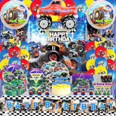 309 Pcs Truck Birthday Decorations – For 24 Guests, Balloons, Swirls, & Curtains