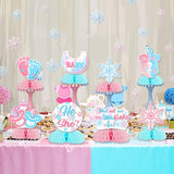 Winter Gender Reveal Party Decorations, What Will Our Little Snowflake Be Gender Reveal Honeycomb Centerpieces He or She Table Decorations Pink Blue for Winter Snowflake Baby Shower
