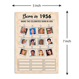 70Th Birthday Party Games, Set Of 2 Activities For 15 Guests, Born In 1956 Games Bundle, Birthday Party Supplies For Adults, Pack Of 30 Cards