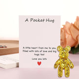 Pocket Bear Hug With Love Card, Pocket Hug Emotional Support Gifts For Men Women, Mothers Day Gifts For Mum (Gold)