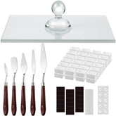 109 Pcs Watercolor Paint Muller Set Glass Paint Muller Slab, Drawing Knives And Watercolor Half Pans With Magnetic Stripe For Diy Oil Acrylic Drawing(2.95'' In Dia)