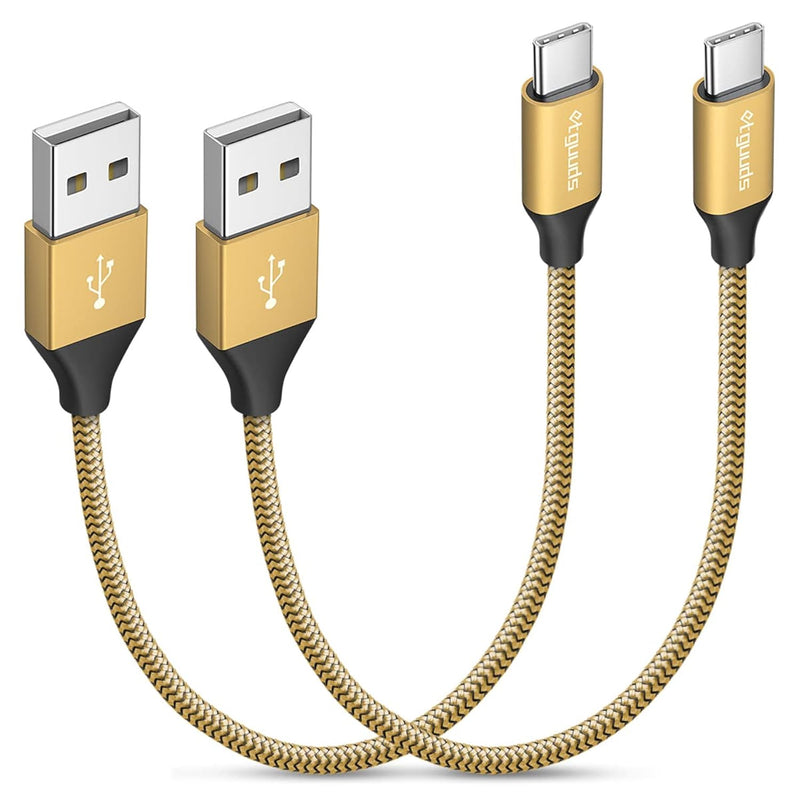 Short Usb C Cable Gold 1Ft Fast Charging, 2-Pack Usb A To Usb C Type Charger C