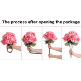 Artificial Flowers Silk Hydrangea Flowers With 5 Big Heads Fake Flower Bunch Bouquet For Home Wedding Party Decor Diy (Grey)
