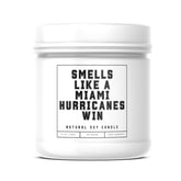 Smells Like A Miami Hurricanes Win - Scented Soy Wax Candle (8.0 Oz) 50-60 Hour Burn Time, Cotton Wick, Frosted White Glass Jar (Vanilla)
