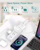 Flat Plug Power Strip with 12 Outlets 3 Sided 5FT Extension Cord 1050J Surge Protector