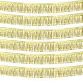 6 Pack 10 Feet Foil Fringe Garland Metallic Tinsel Streamers Banner Wall Hanging Curtain Backdrop Banner For Parade Floats, Thanksgiving, Christmas, Birthday, Halloween Party Decorations(Light Gold)