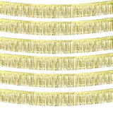 6 Pack 10 Feet Foil Fringe Garland Metallic Tinsel Streamers Banner Wall Hanging Curtain Backdrop Banner For Parade Floats, Thanksgiving, Christmas, Birthday, Halloween Party Decorations(Light Gold)
