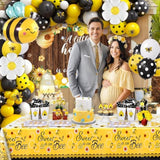 133Pcs Bee Baby Shower Decorations Bumble Bee Themed Baby Shower, Honey Bee Balloon Arch Sweet As Can Bee Tablecloth Backdrop Bee Wall Decor, Birthday Party Supplies Boy Girl Baby Shower Decor