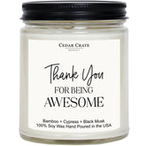 Thank You Candle Gifts For Women - Thank You For Being Awesome - Gratitude Present, Appreciation Present, Gift For Friends, Mentor, Neighbor, Awesome Inspirational Candle For Co-Worker, Usa Made