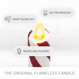 - Flameless Battery Operated Taper Candle - Candy Cane Red- Pack Of 2-1X9.75 - Led Flickering Flame - Realistic Safe For Home Kids And Pets