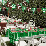 Football Party Supplies Kit Serve 24,Includes Dinner Plates, Dessert Napkins, Cups,Banner And Touchdown Tablecloth For Birthday Gameday Tailgate Decorations, Green (2023053002)