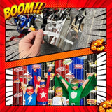 Hero Birthday Party Backdrops Decorations, 2 Pcs Red Blue Black Tinsel Foil Fringe Curtain Streamers Photo Booth Background For Hero Themed Party Decorations Supplies