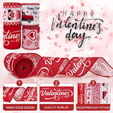 Valentine'S Day Wired Edge Ribbon 2.5 Inch Red Pink Heart Love Gnome T