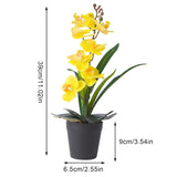 Real Touch Artificial Orchids Flower In Pot, Yellow Faux Orchids Flowers With Vase Fake Phalaenopsis Orchids Arrangement For Table Centerpiece Wedding Party Office Decor