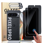 3+2 Pack Privacy Screen Protector And Camera Lens Protection For Google Pixel 9 Pro, Anti-Spy 9H Hardness Support Fingerprint Unlock Tempered Glass Screen Protector For Google Pixel 9 Pro