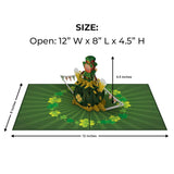 Joyful Leprechaun 3D Pop Up Greeting Card - Happy St. Patrick'S Day Celebration, Irish Festivities, Spring Greenery - Lucky Charms, Four-Leaf Clover, Pot Of Gold, 6"X8" With Envelope