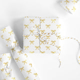 Gold Foil Bow Wrapping Paper -Mini Roll- 17In X 32.8Ft White Gold Bowknot Gift Wrap Paper Cute Craft Paper For Party Packing Supplies
