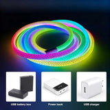 16.4FT USB Powered LED Rope Lights Music Sync Chasing Neon Light for Game Room Bedroom Living Room Wall Decor